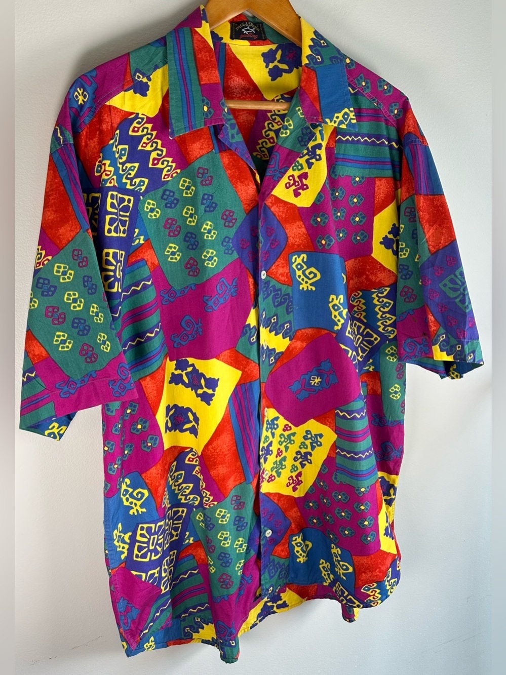 Vintage Paul & Shark Yachting Men’s Button Down Shirt L Abstract Geometric RARE - Picture 2 of 12